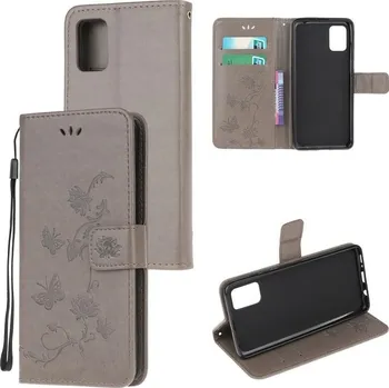 Pouzdro na mobilní telefon Flowers PU kožené peněženkové pouzdro na mobil Xiaomi Poco M3 - šedé