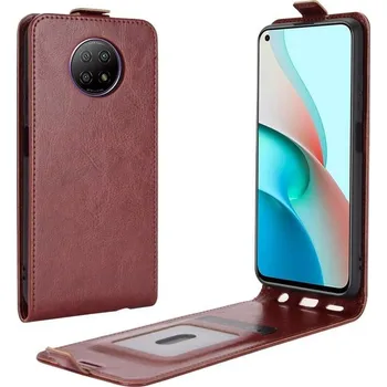 Pouzdro na mobilní telefon Vertical PU kožené flipové pouzdro na mobil Xiaomi Redmi Note 9T 5G - hnědé