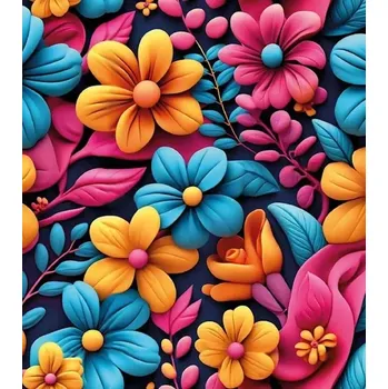 Softshell pružný digi květy navy metráž