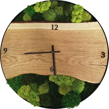 Hodiny Mechdekor Mechové hodiny průměr 55cm s dubovou deskou mix mechů