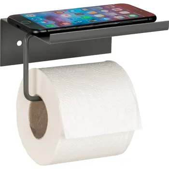 Wenko Kovový držák na toaletní papír s poličkou DESULO, antracitová