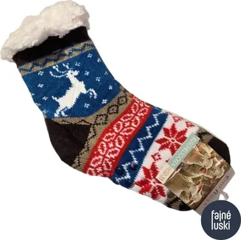 Dětské termo ponožky Dětské protiskluzové teplé ponožky s kožíškem Sobíci barevné 32-35 modrá