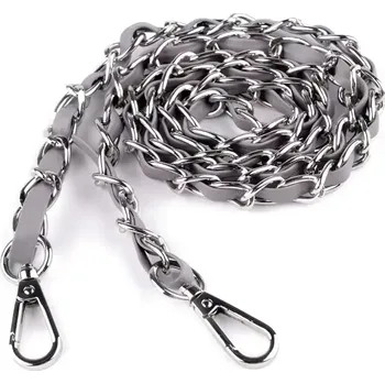 Kabelka Řetízek/koženkové ucho na kabelku s karabinami šedo-stříbrný (Řetízek/ucho s karabinami šedo-stříbrný)