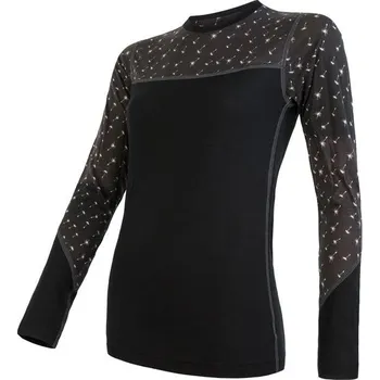 Dámská móda SENSOR MERINO IMPRESS dámské triko dl.rukáv černá/pattern L