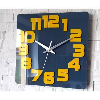 Hodiny Nástěnné hodiny Logic 30 cm šedé/žluté