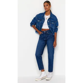 Trendyol Tmavě modré džíny s vysokým pasem Trendyol modrá 2399890