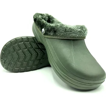 Rybářské oblečení TexBase Pantofle Clogs Plné s Kožíškem Khaki Velikost: 46