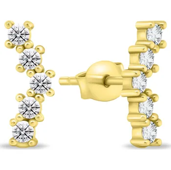Náušnice Brilio Silver Půvabné pozlacené náušnice s čirými zirkony EA864Y + 2 měsíce na vrácení zboží
