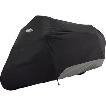 Plachta na motorové vozidlo Ochranná plachta pro motocykl ULTRAGARD MOTORCYCLE COVER VELIKOST TOURING pro motocykly typu Honda Goldwing a další velké cestovní stroje viz popis, barva černá/šedá (krycí plachta na motorku)