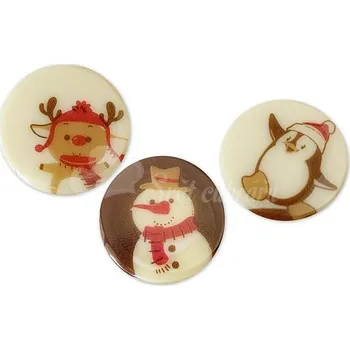 Čokoláda Barbara Luijckx Čokoládová dekorace Vánoční trio kolečka 3 cm s potiskem 189 ks