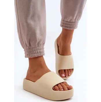 Dámské žabky Dámské béžové pantofle Oreithano se silnou podrážkou Velikost: 39