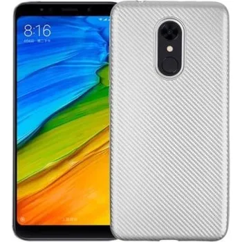 Pouzdro na mobilní telefon Carb odolný gelový obal s texturou na Xiaomi Redmi 5 - stříbrný