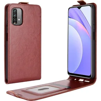 Pouzdro na mobilní telefon Vertical PU kožené flipové pouzdro na mobil Xiaomi Redmi 9T/Poco M3 - hnědé