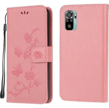 Pouzdro na mobilní telefon Flower PU kožené peněženkové pouzdro na mobil Xiaomi Redmi Note 10 4G/Redmi Note 10S/Poco M5s - růžové