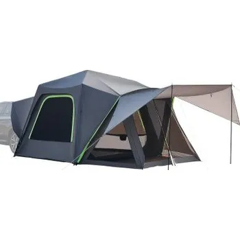 Stan Stan VEVOR SUV pro kempování, 3 m délky x 3 m šířky, vodotěsný PU 2000 mm, prostorný dvouvrstvý design pro 5-8 osob, kempingový stan SUV se stínící markýzou a síťovanými okny, včetně pláštěnky a úložného vaku.