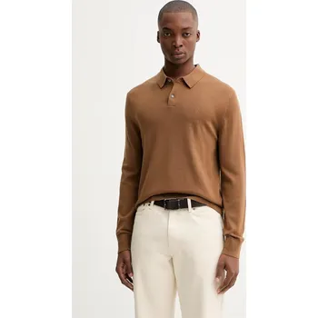 Pánský svetr Vlněný svetr Calvin Klein pánský, hnědá barva, LV04LD319G 82X, vel. XS