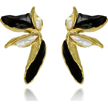 Náušnice Yvon Elegantní motýlí náušnice z kolekce MARIPOSA s hedvábím - černé