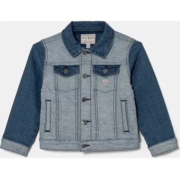 Chlapecká bunda Dětská riflová bunda Guess tmavomodrá barva, N5RL00 D5G90 N5RL00.D5G90.PPYA 59X, vel. 96-104