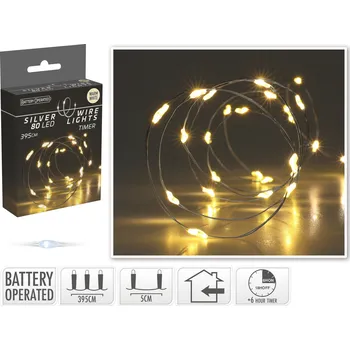 Vánoční dekorace Světelný LED řetěz Robinson s časovačem 395 cm teplý bílý