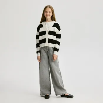 Reserved - Pružné džíny wide leg - šedá - 804FF-90J - 804FF-90J-158