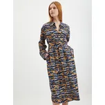 Oranžovo-modré dámské vzorované košilové šaty VILA Cikki - Dámské Vila modrá | šedá | hnědá | krémová | vícebarevná 2095519