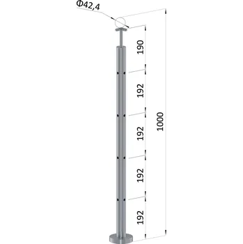 Zábradlí nerezový sloupek rohový, AISI 316, výplň ø 12 mm - sloupek zábradlí 4 děrový, vrchní kotvení, vrch pevný, broušená nerez K320/AISI316, průměr výplně 12 mm nebo 14 mm
