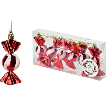 Vánoční dekorace Mondex Santa Lila Bonbóny vánoční ozdoby červené/bílé 6 ks