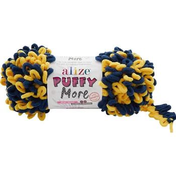 Galanterie Alize příze Puffy More 6631 tmavě modrá a žlutá