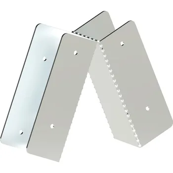 Tesařské kování spojka na hranol 100 x 100 mm, pozinkovaná ocel - spojka V - montážní pomůcka pro usnadnění instalace dřevěných hranolů při stavbě přístřešků, altánů a podobných konstrukcí