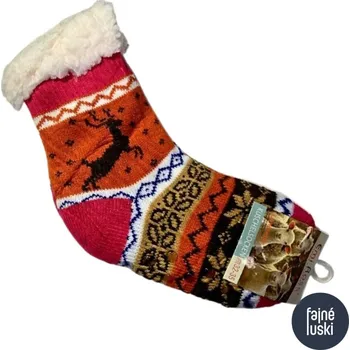 Dětské termo ponožky Dětské protiskluzové teplé ponožky s kožíškem Sobíci barevné 28-31 oranžová