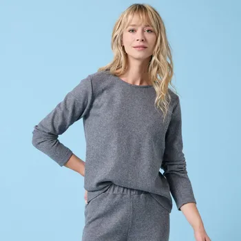 Dámské tričko Úpletové tričko s česaným rubem, pro menší postavu antracitový melír 46/48