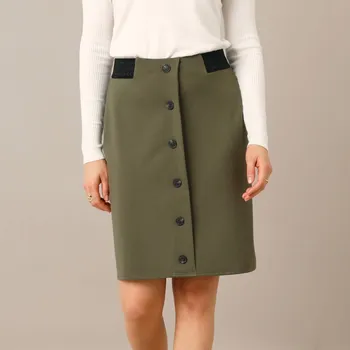 Dámská móda Sukně na knoflíky, z úpletu Milano khaki 48