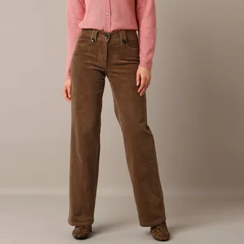 Široké manšestrové kalhoty hnědošedá 44