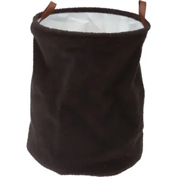 Úložný box Home Styling Collection Úložný koš z materiálu boucle, rukojeti z umělé kůže, Ø 38 x 50 cm, černá