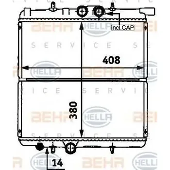 Chladič motoru BEHR HELLA SERVICE Chladič vody BHS 8MK 376 718-251