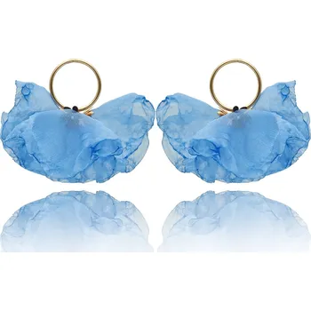 Náušnice Yvon Módní náušnice z jemné modré látky ve tvaru květu