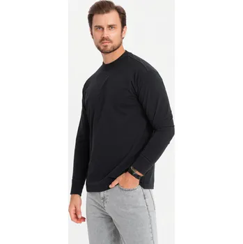 Pánské tričko Ombre Men's LOOSE FIT cotton longsleeve with round neckline - black Ombre černá 3223997