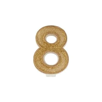 Dortová svíčka Dortová svíčka ZLATÁ - Číslice 8