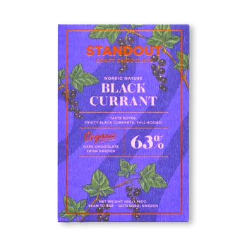Čokoláda Standout Chocolate 63% hořká čokoláda BLACK CURRANT s rybízem BIO 50 g