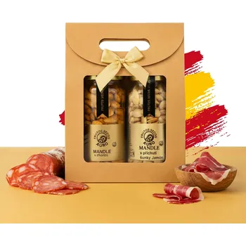 Dárková taška Auro Frutos Secos Malá dárková taška španělských ořechů - podle vaší chuti Druh sady: Mandle Chorizo, Mandle šunka Jamón 215g