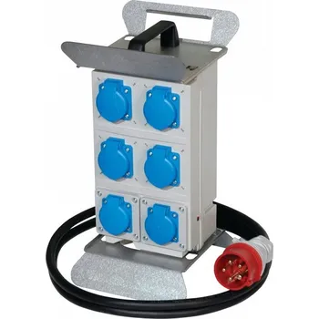 Rozvaděč Přenosná stojanová rozvodnice s držákem, 6x230V, jištěná, s chráničem, IP44, přívodní kabel 2,5m zakončený 1653 (SEZ ROS 12 SD/FI-27/P)