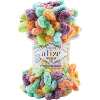 Příze Alize příze Puffy color 4530 pastelový mix