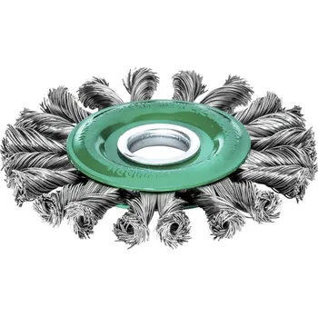 Drátěný kartáč Lessmann 473811WZ | Rotační kartáč splétaný, jednořadý nerezový drát spletený 0,50, vpravo-vľavo spletený, 125x14x22,2 mm