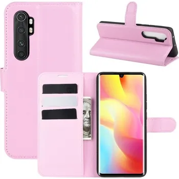 Pouzdro na mobilní telefon Litchi PU kožené peněženkové pouzdro na mobil Xiaomi Mi Note 10 Lite - růžové