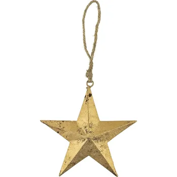 Vánoční dekorace Mars & More Dekorace zlatá antik kovová hvězda na jutovém provázku - 15*1*15cm