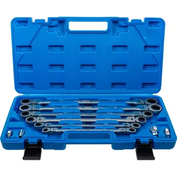 Klíč Očkové ráčnové klíče 8 ÷ 19 mm BGS101541, výkyvné, extra dlouhé. Sada 10 dílů (BGS 101541 Výkyvné očkové ráčnové klíče, OK 8 ÷ 19 mm. Sada 10 dílů)