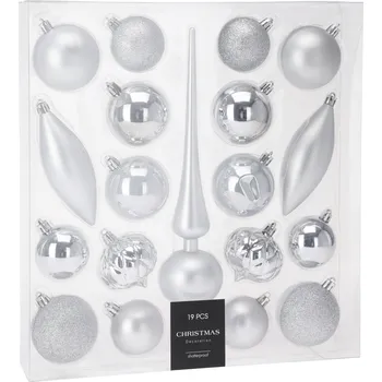Home Styling Collection Sada ozdobných koulí různých tvarů s špičkou na vánoční stromek, 19 ks