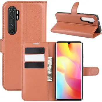 Pouzdro na mobilní telefon Litchi PU kožené peněženkové pouzdro na mobil Xiaomi Mi Note 10 Lite - hnědé