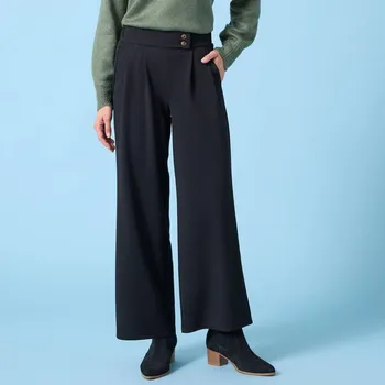 Dámská móda Široké krepové kalhoty, pro malou postavu černá 38/40