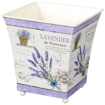 Biokrb Plechový obal na květináč Levandule, 12 x 13 x 12 cm, fialová